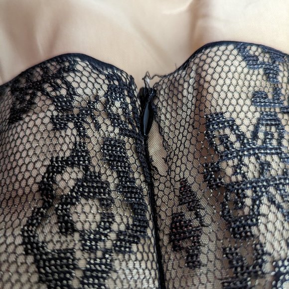 IGNITE EVENINGS BY CAROL LIN FORMAL COCKTAIL DRESS GOLD BLACK LACE FEATHERS SZ 6 - Picture 9 of 9